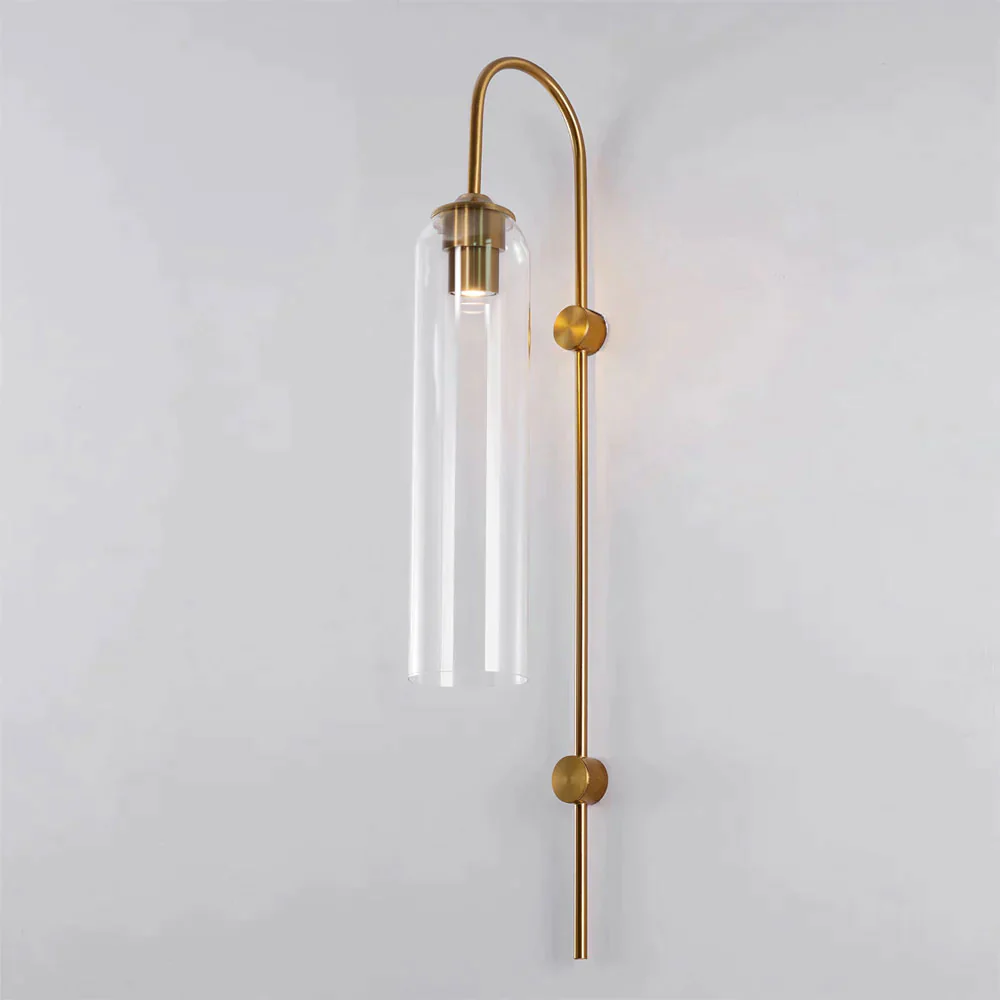 Hailie Minimalism Metal Gold Black Glass Wall Lamp Bedroom Living Room