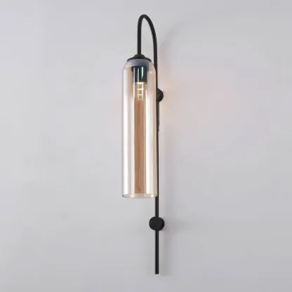 Hailie Minimalism Metal Gold Black Glass Wall Lamp Bedroom Living Room