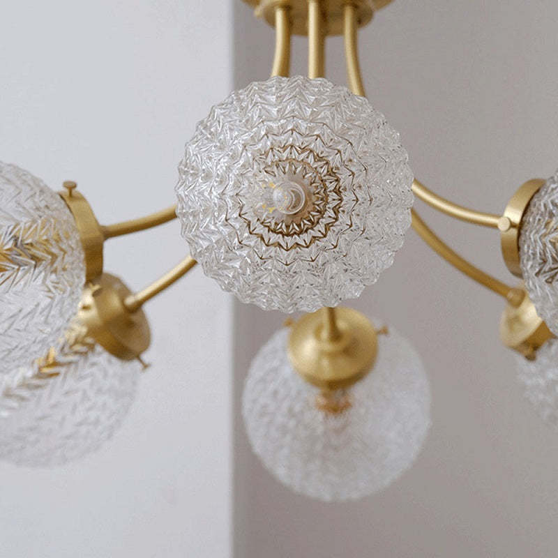 Valentina ceiling light, gold and glass sphere shades