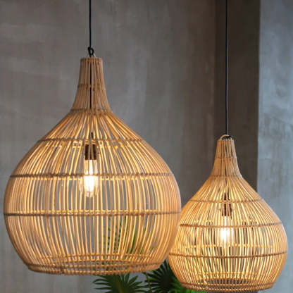 Rattan pendant lights, Muto design, warm lighting for interior decor