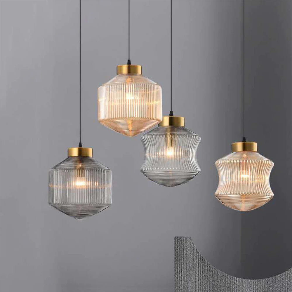 Hailie Modern LED Pendant Lights in Smoke Gray and Amber
