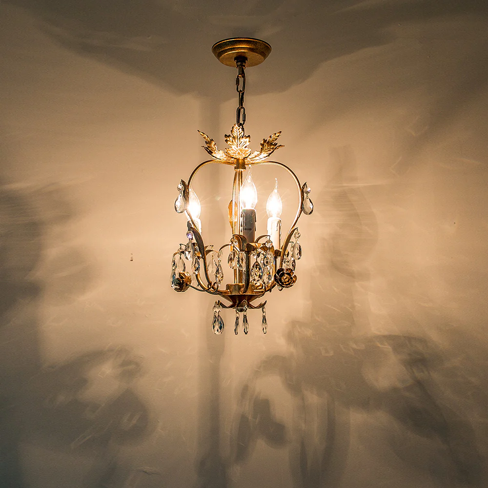 Alessio Vintage Gold Crystal Metal Chandelier Dining Room Bedroom