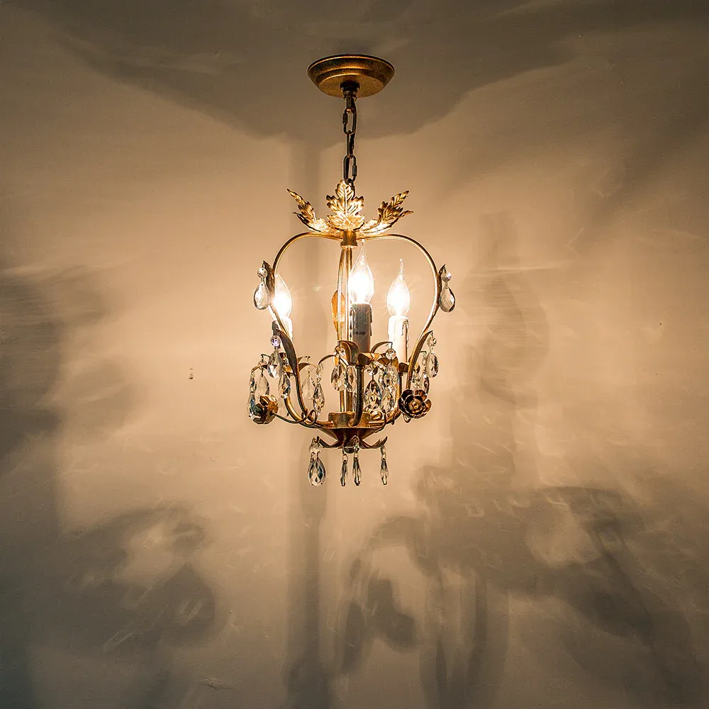 Alessio Vintage Gold Crystal Metal Chandelier Dining Room Bedroom