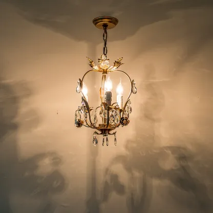 Alessio Vintage Gold Crystal Metal Chandelier Dining Room Bedroom