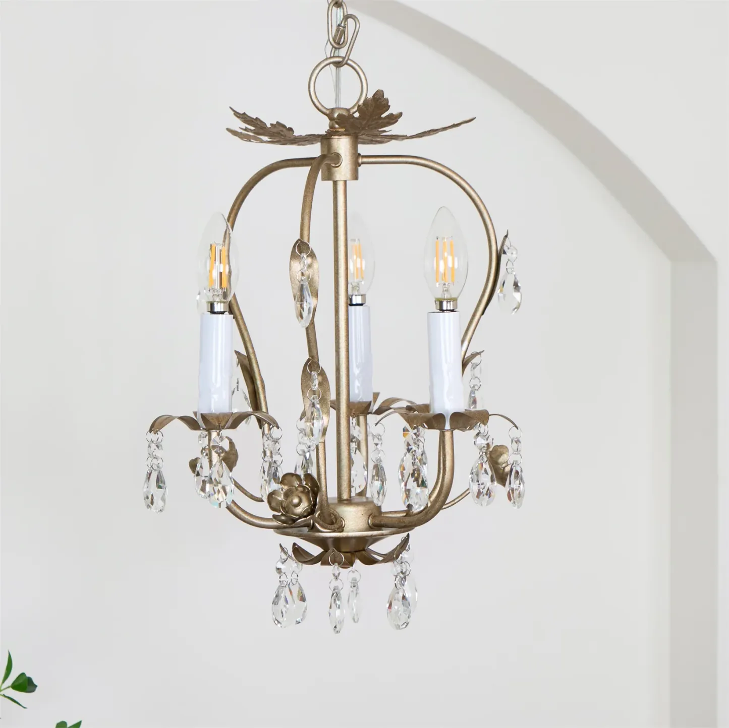 Alessio Vintage Gold Crystal Metal Chandelier Dining Room Bedroom