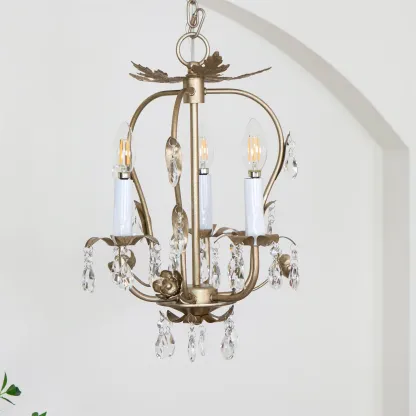 Alessio Vintage Gold Crystal Metal Chandelier Dining Room Bedroom