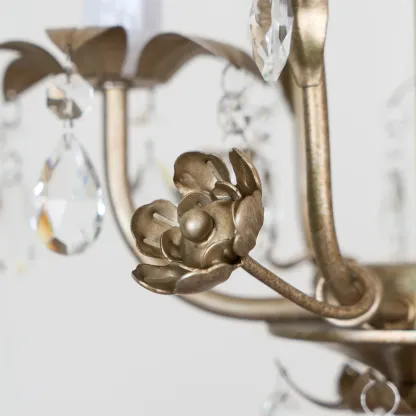 Alessio Vintage Gold Crystal Metal Chandelier Dining Room Bedroom