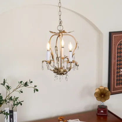 Alessio Vintage Gold Crystal Metal Chandelier Dining Room Bedroom