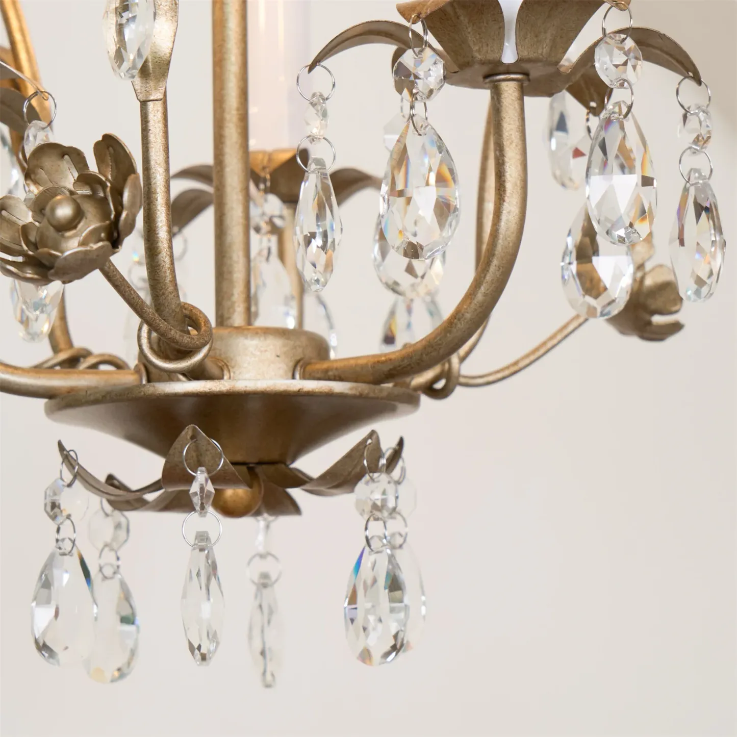Alessio Vintage Gold Crystal Metal Chandelier Dining Room Bedroom