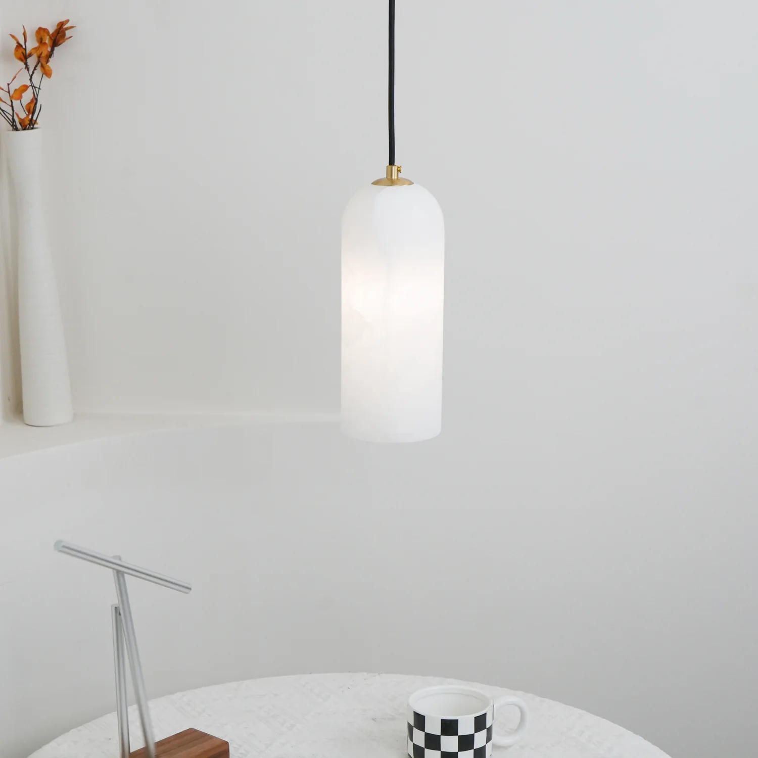 Jade Minimalism Metal Alabaster Pendant Light Bedroom Living Room