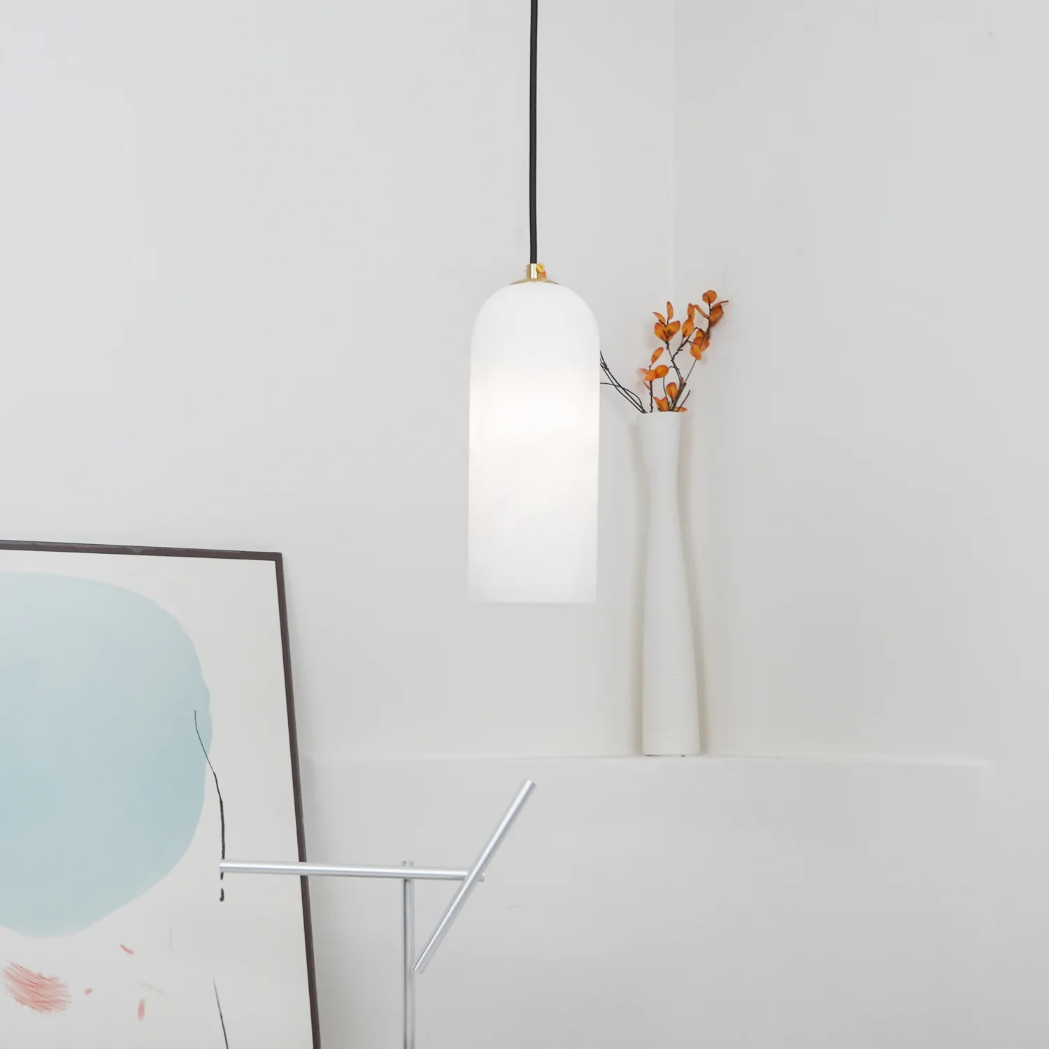 Jade Minimalism Metal Alabaster Pendant Light Bedroom Living Room