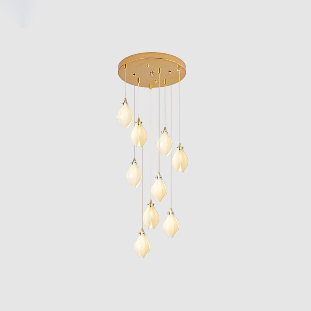 Alana ceramic flower pendant light, gold finish by Las Sola
