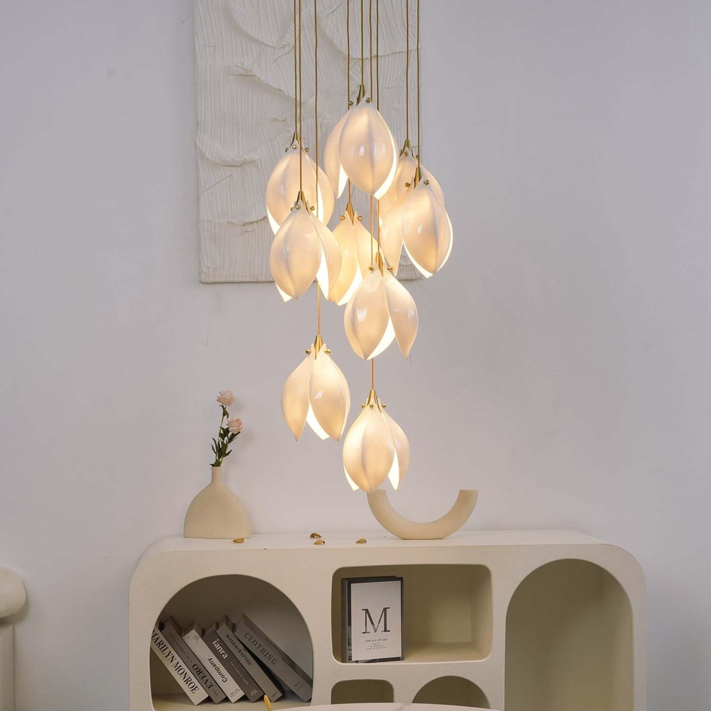 Alana Pendant Light: Ceramic Flower Chandelier for Living Room