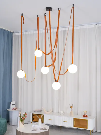 Valentina Modern Unusual Leather Canvas Pentand Light Living Room Bedroom