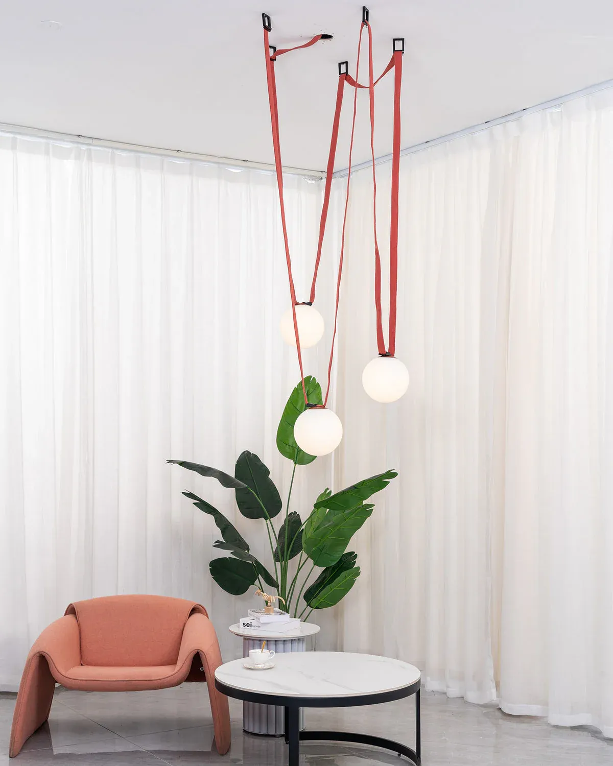 Valentina Modern Unusual Leather Canvas Pentand Light Living Room Bedroom