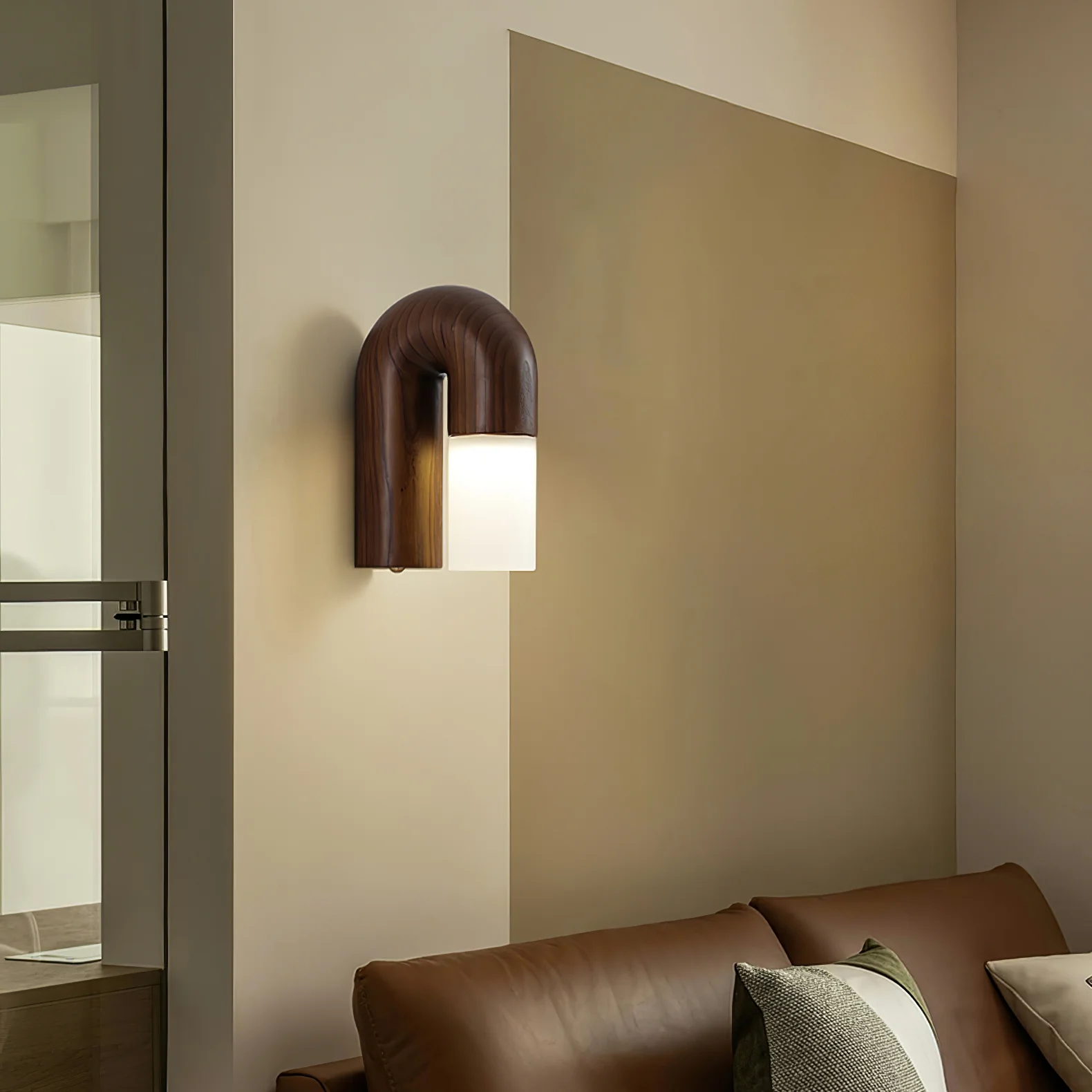Ozawa Wood Walnut Black Metal Wall Lamp Dining Room Bedroom