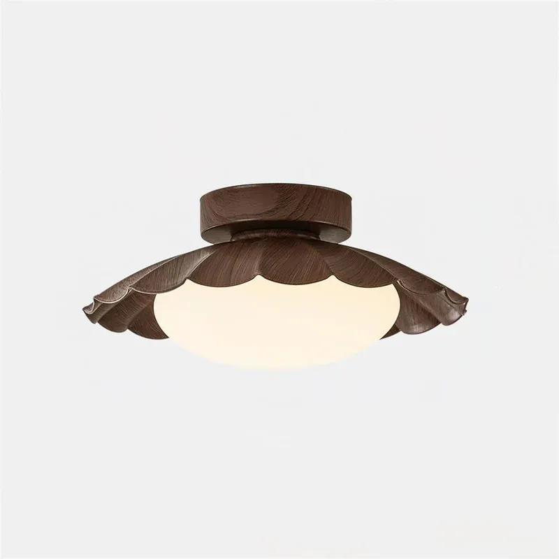Flush Mount Ceiling Light Wood Round Petal Bedroom | Las Sola