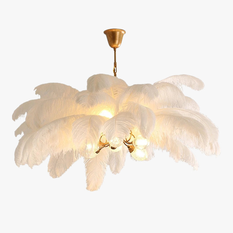 O'Moore Nordic Luxury Pendant Light, Brass/Feather