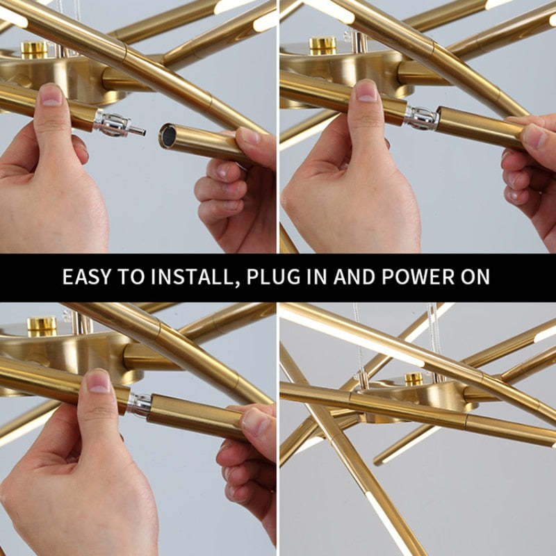 Easy to install modern gold ceiling light fixture, plug and power on