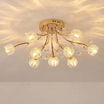 Valentina Nordic Flower LED Chandelier - Gold and Glass