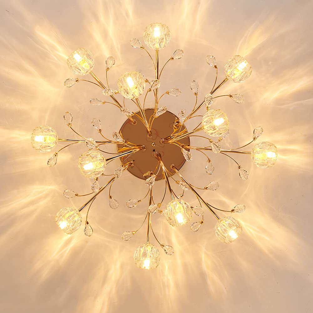 Valentina Flower Chandelier - Gold, Glass, and Crystal Design