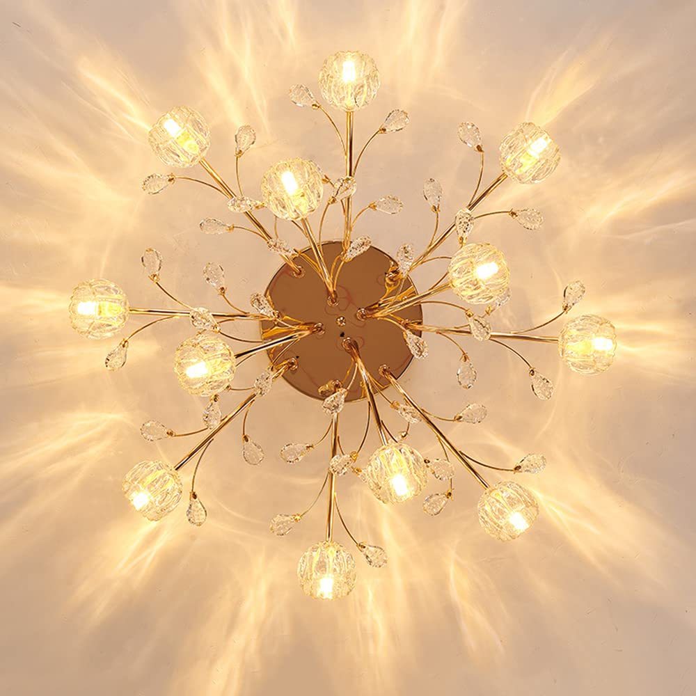Valentina Flower Chandelier - Gold, Glass, and Crystal Design