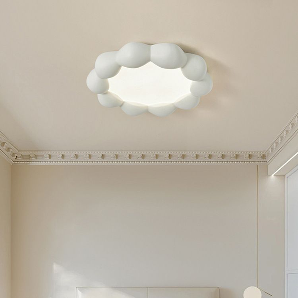 Cloud-shaped modern ceiling light in a living room