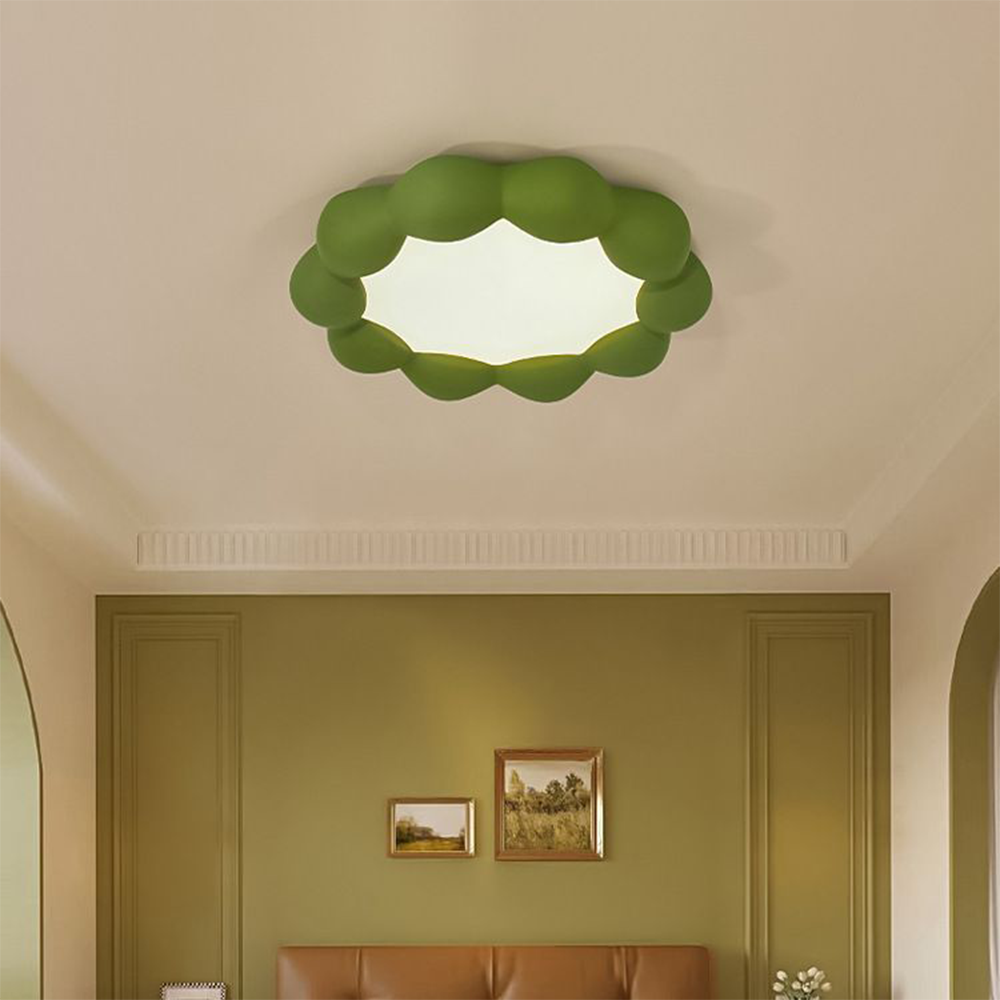 Green Morandi Round Flower Ceiling Light in Living Room