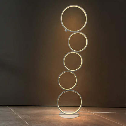 Arisha floor lamp: modern multi-ring design.
