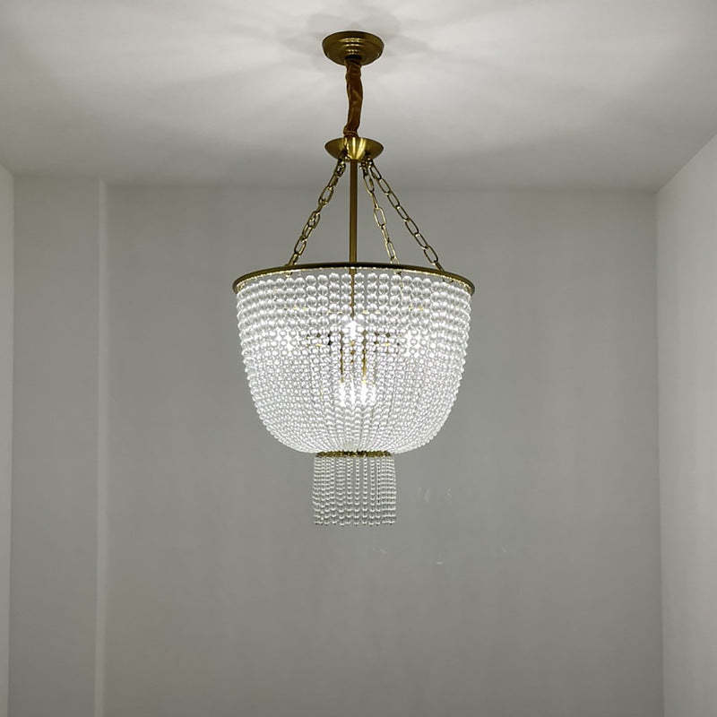 Alessio LED Chandelier: gold frame, crystal beads.