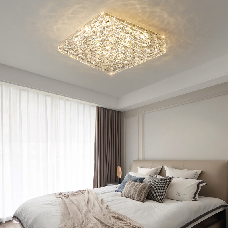 Byers Modern Square Crystal Ceiling Light Shades Bedroom Living Room
