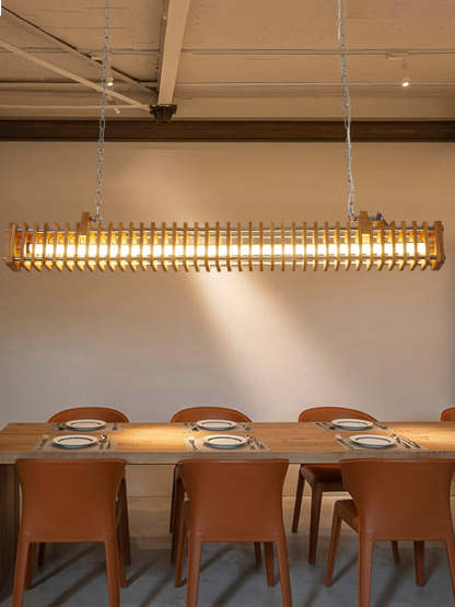 Wood & metal Austin pendant light over dining table