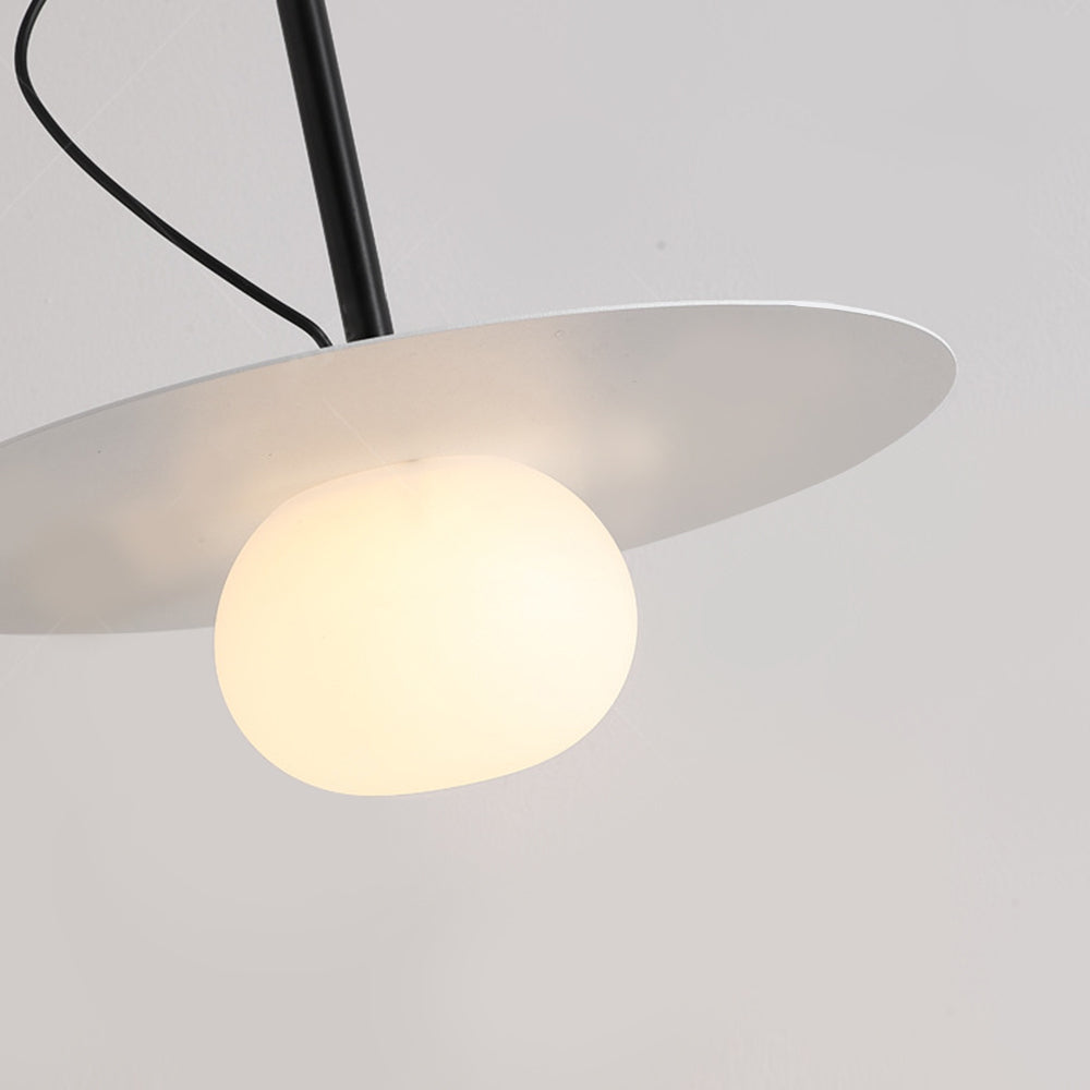 Cairns minimalist pendant light detail - glass orb and metal