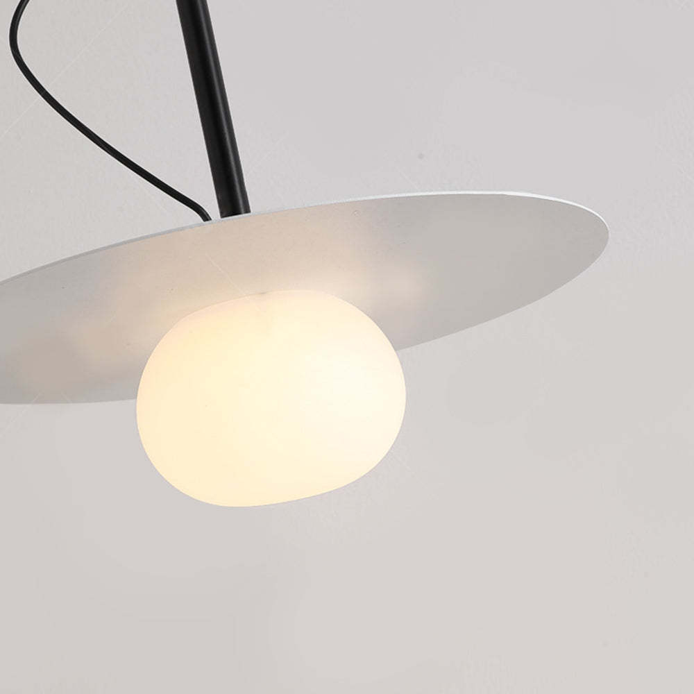 Cairns minimalist pendant light detail - glass orb and metal