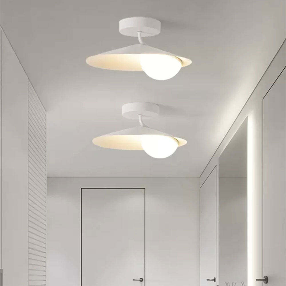 Modern white LED ceiling lights in hallway