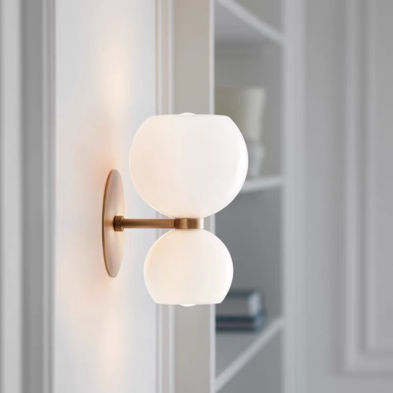 Modern Hourglass Wall Sconce - White Glass and Metal
