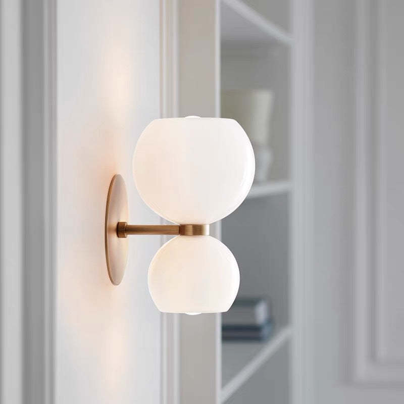 Modern Hourglass Wall Sconce - White Glass and Metal