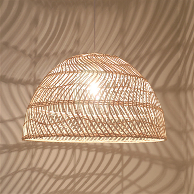 Ritta Retro Rattan Pendant Light, warm lighting