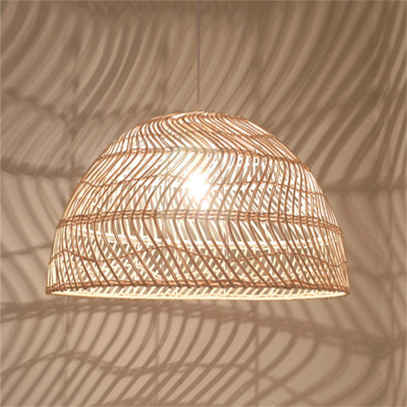 Ritta Retro Rattan Pendant Light, warm lighting