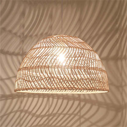 Ritta Retro Rattan Pendant Light, warm lighting