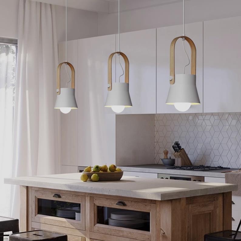 Morandi pendant lights over kitchen island