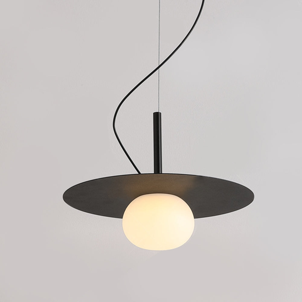 Black Minimalist Pendant Light, modern design, metal and glass