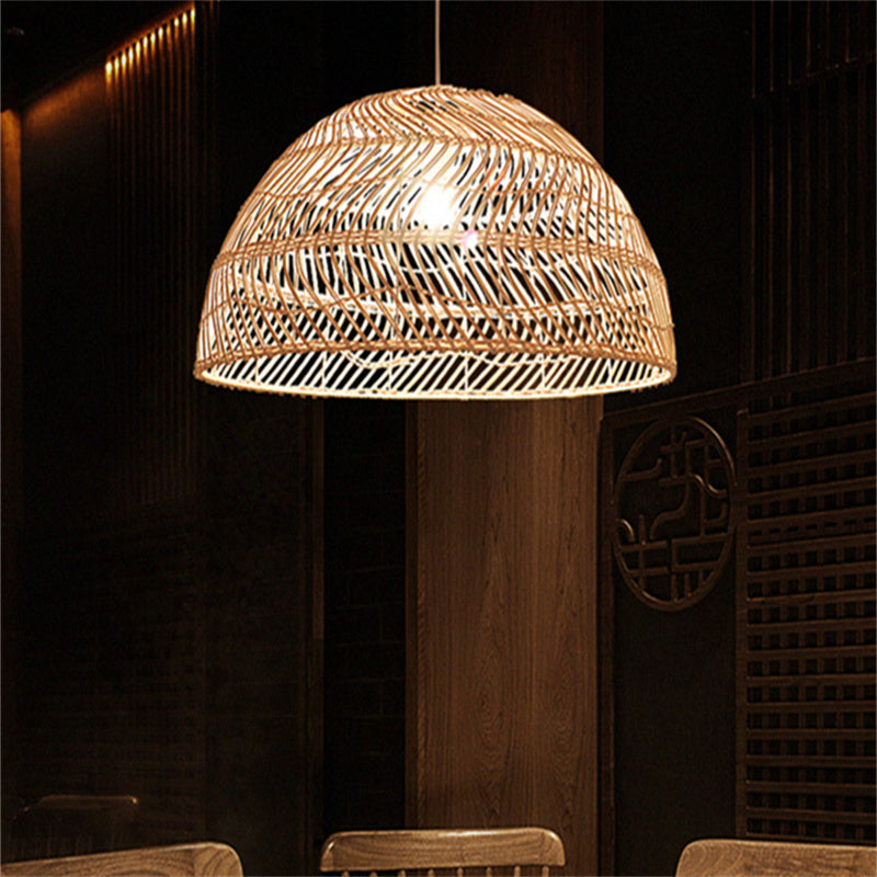 Ritta Retro Rattan Pendant Light in a warm space