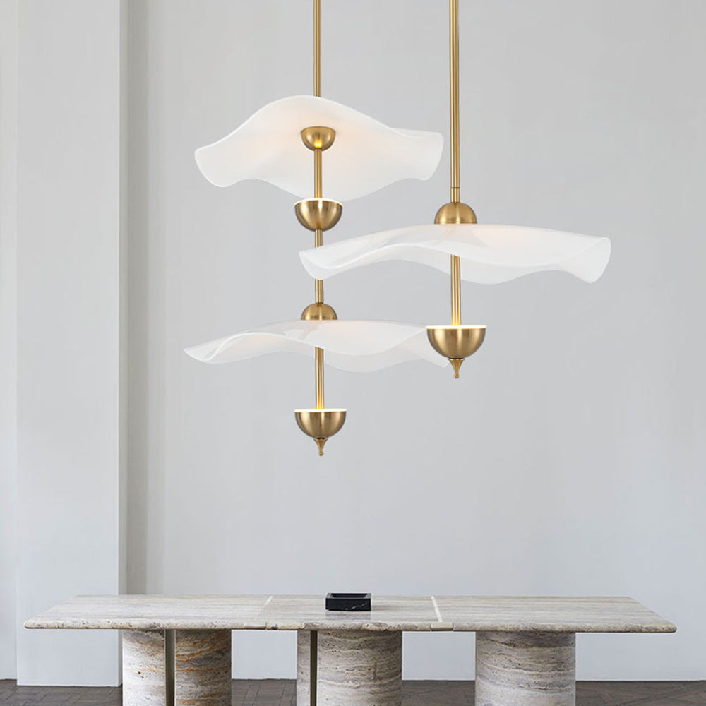 Cairns Pendant Lights above a marble dining table