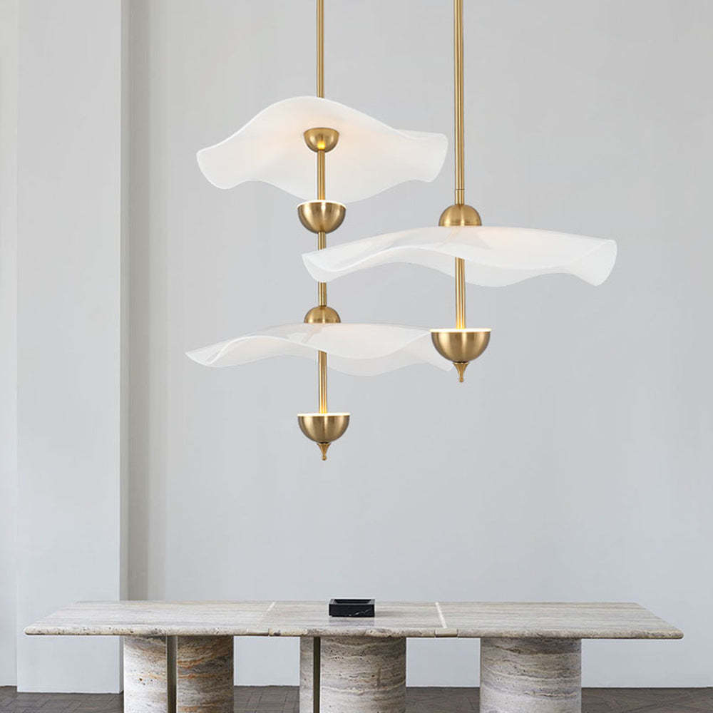 Cairns Pendant Lights above a marble dining table