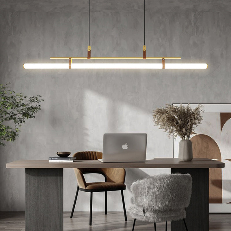 Edge Modern Linear Pendant Light above a Desk