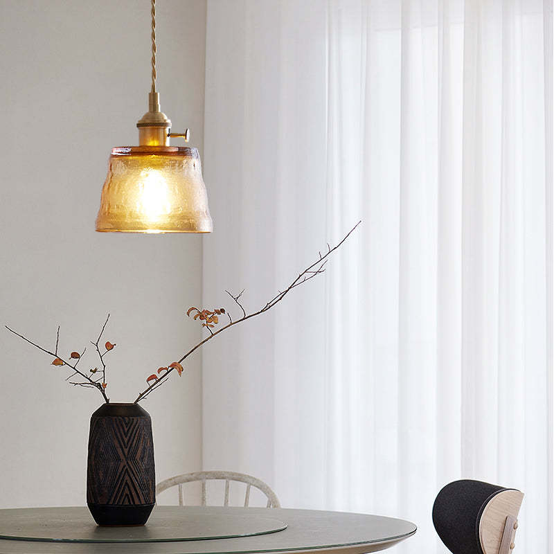 Hailie Nordic Kitchen Island Pendant Light with amber glass, modern lighting