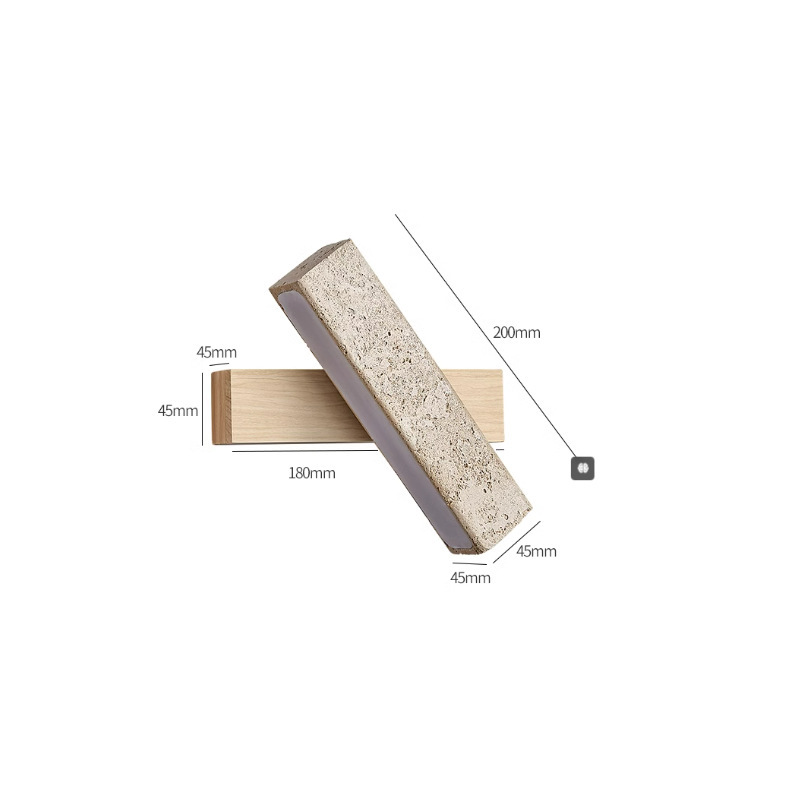 Zaid Natural Travertine Wood Adjustable Minimalist Wall Lamp