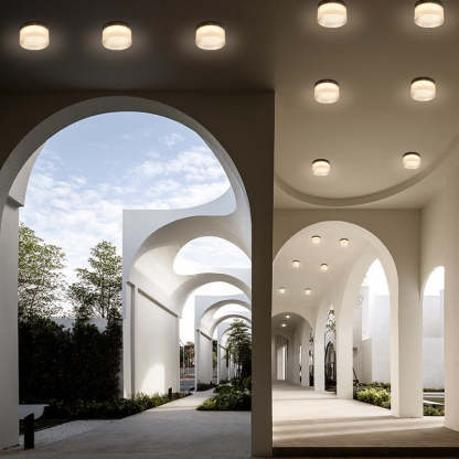 Modern outdoor lighting with Valentina Mini Drum Wall Lamps