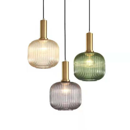Hailie pendant lights: crystal glass, brass fitting, multiple colors.